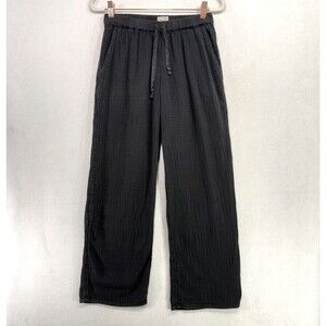Aritzia Wilfred Free The Aura Pant XXS Black Organic Cotton Wide Leg Gauze Flowy